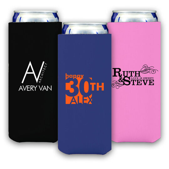 Collapsible Slim Koozies with Your 1-Color Artwork